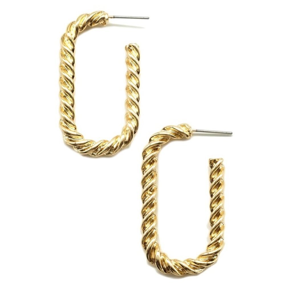 LIANA GOLD TWISTED OVAL HOOP EARRINGS